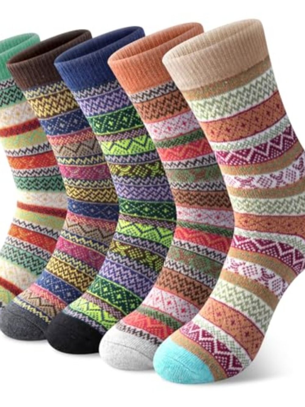 New - 5 Pairs Wool Socks for Women - Winter‎ Thick Boot Cozy Crew Vintage Soft